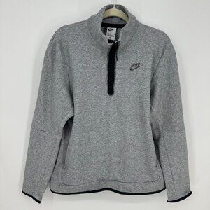 Nike Mens Tech Fleece 1/2 Zip Sweatshirt Pullover L Pockets Heather Gray Black